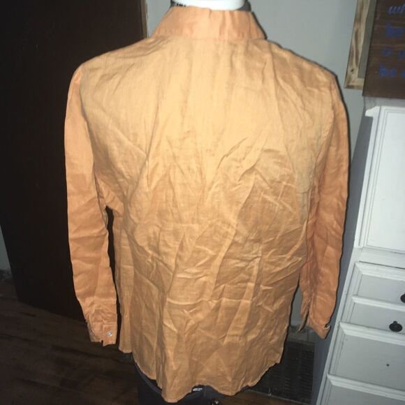 J Jill orange linen colorful natural button down tunic - Picture 2 of 4